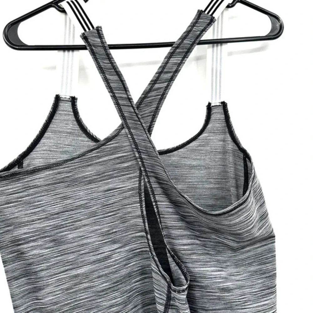 Adidas Size Small heathered gray tank top cross back with cut out climalite - Picture 5 of 7